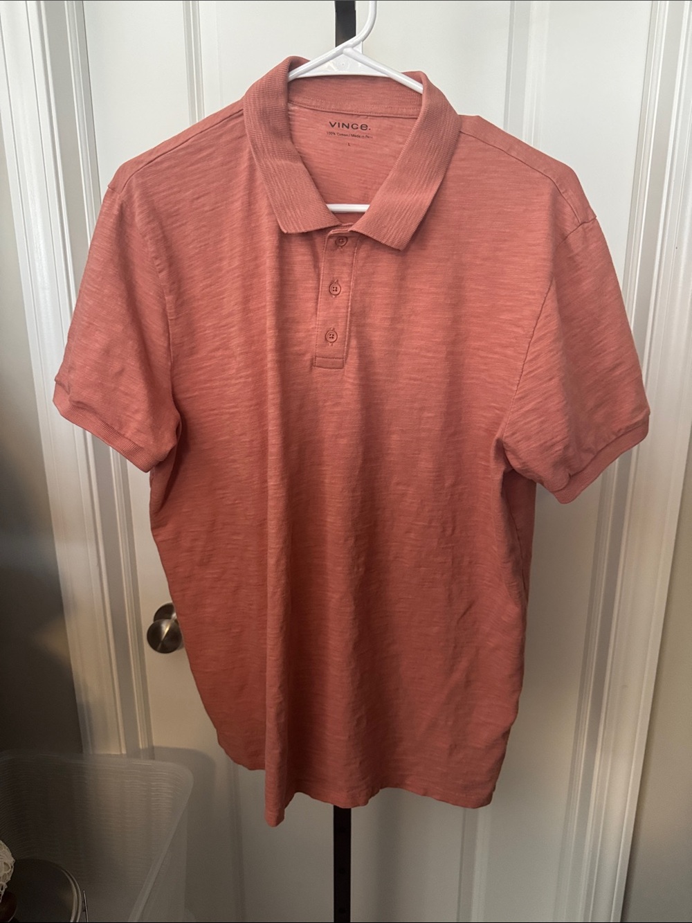 Vince Men’s Short Sleeve Polo - Dusty Salmon / Coral